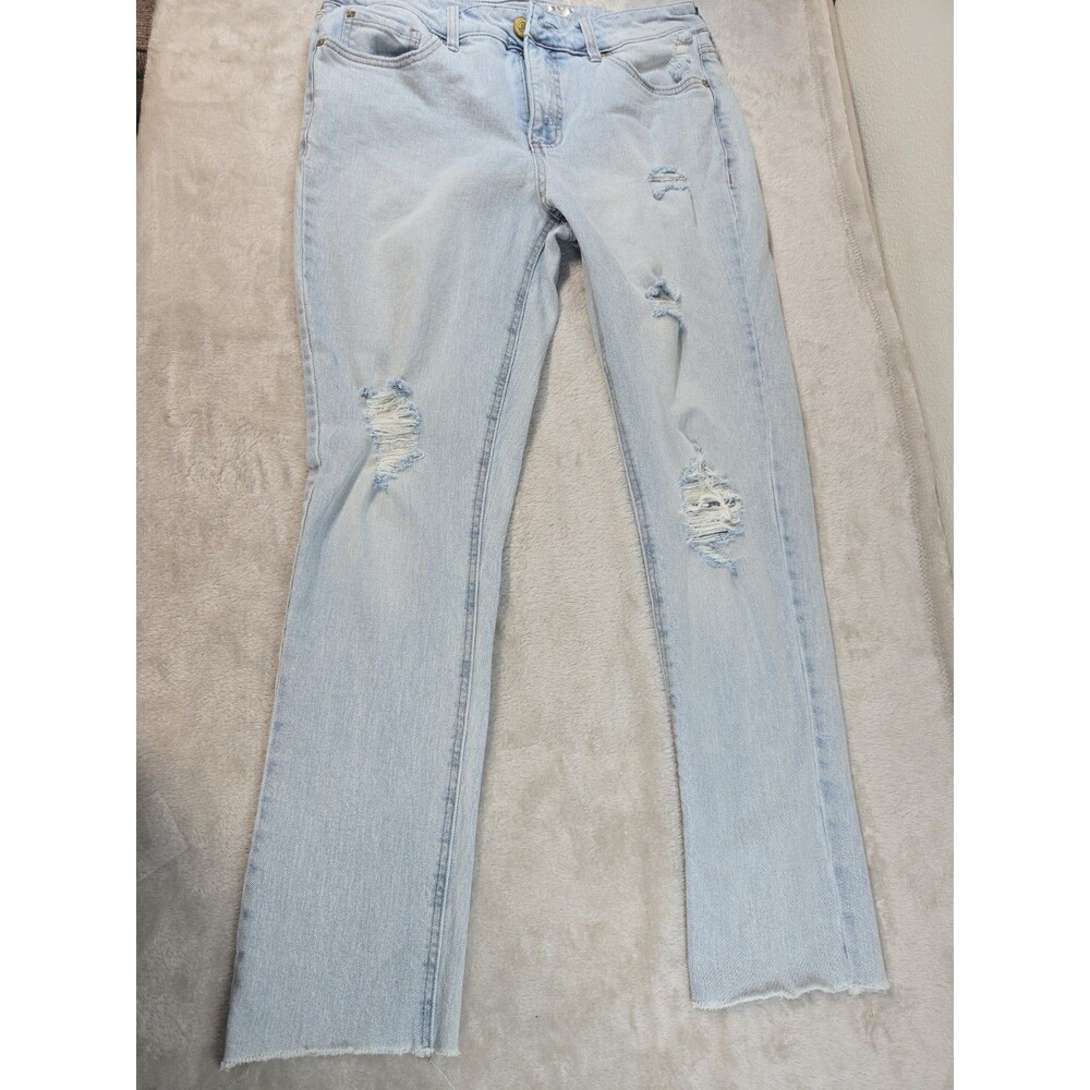 Seven 7 Women's Size 8 Weekend Slim Fit Jeans Distressed Light Wash Blue Stretch